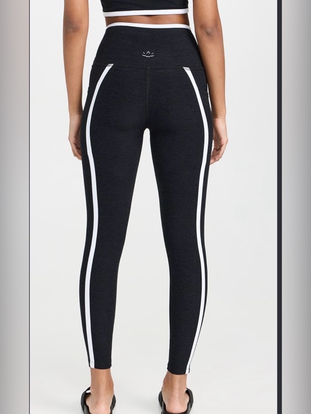 Beyond Yoga Space Dye Black White Side Stripe High Rise Pocket Leggings M